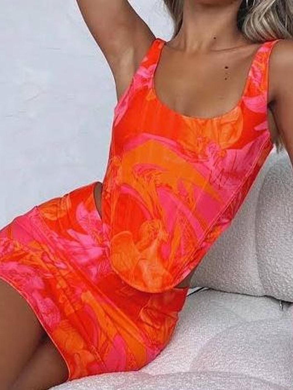 White Fox Orange & Hot Pink Corset Top